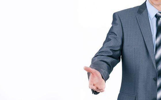 closeup. welcome to handshake businessman .isolated on a light background