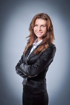 portrait of serious business woman in business suit.photo with place for text