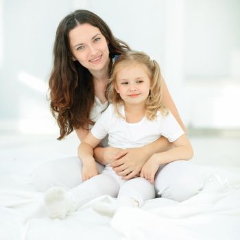 portrait of mother and beloved little daughter.photo with copy space