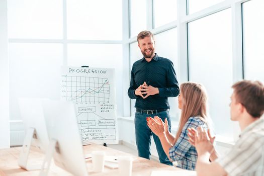 businessman analyzing financial data during work meeting . photo with copy space
