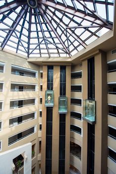 Luxury lobby interior of a modern hotel resort