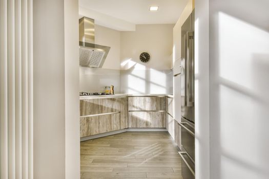 The interior of an elegant chic kitchen designed with taste