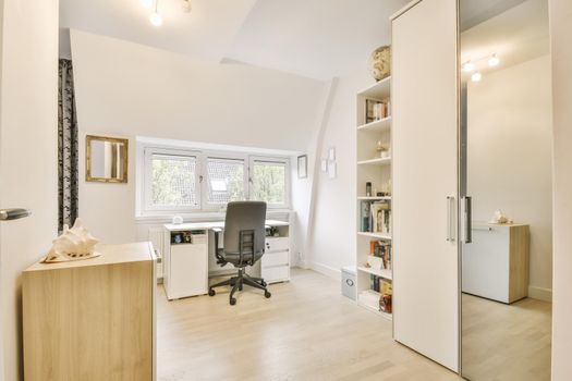 Cozy room with a table near a large window