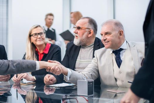 close up. business partners greet each other with a handshake. the concept of cooperation