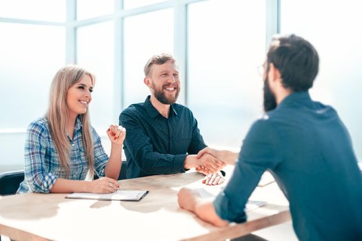 business people shaking hands at a meeting in the office. concept of cooperation