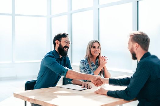 business people shaking hands during the interview. concept of cooperation
