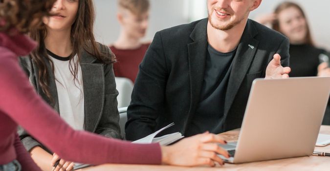 young employees sitting at the office Desk. business concept