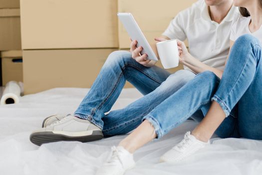 close up. young couple making orders in an online store