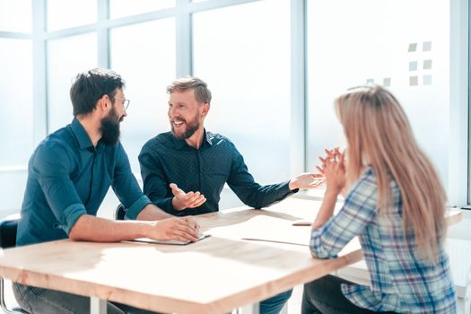 young woman sitting at interview in office. the concept of employment