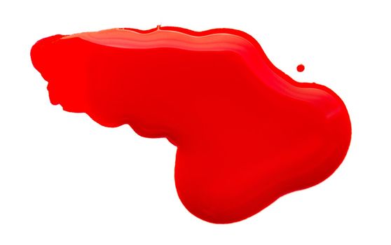 Shiny red paint stain isolated