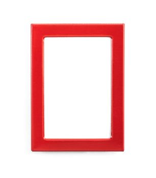 Empty red rectanglular frame isolated on white background