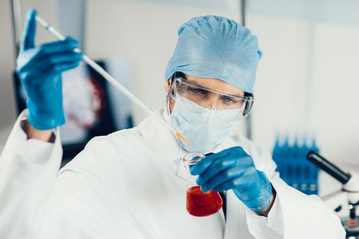 close up. scientist conducts research in the laboratory. photo with a copy-space.