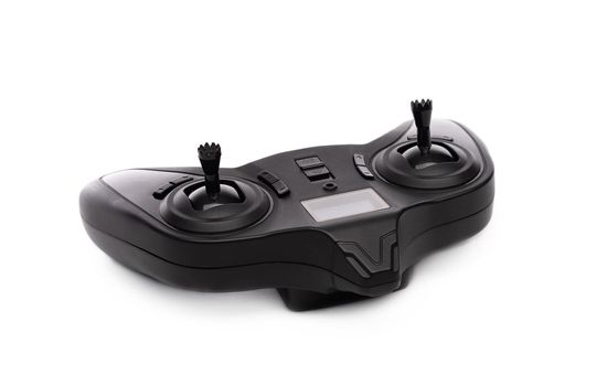 Black wireless joystick isolated on white background