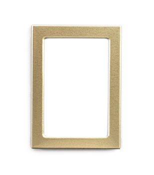 Empty gold rectanglular frame isolated on white background