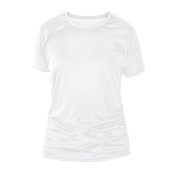 White t-shirt template on invisible mannequin isolated on a white background, for your design mockup