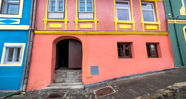 Bright colored buildings in historical Sighisoara