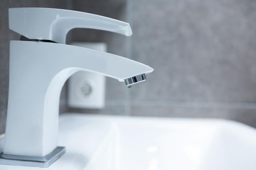 close up.white washbasin in the bathroom . the concept of cleanliness.