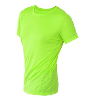 Lime green t-shirt template on invisible mannequin isolated on a white background, for your design mockup