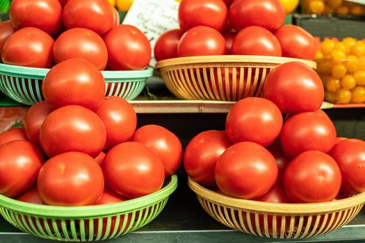 Beautiful picture of red tomatoes sold on the market