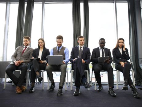 Stressful people waiting for job interview
