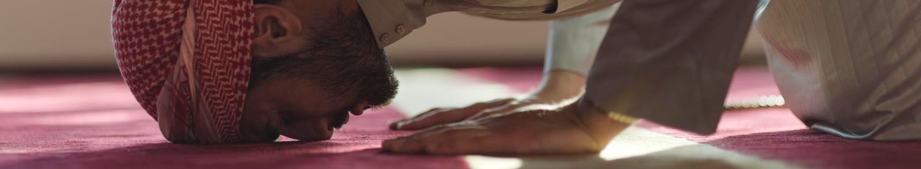 muslim prayer inside the mosque in namaz  worship Allah