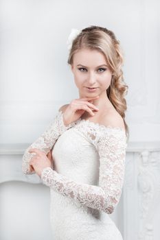 close up. beautiful bride woman looking at the camera. wedding portrait