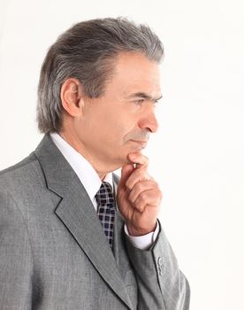 portrait of pensive businessman on white background.photo with copy space.