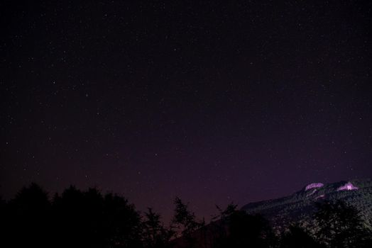 beautiful night sky with stars above Mountain