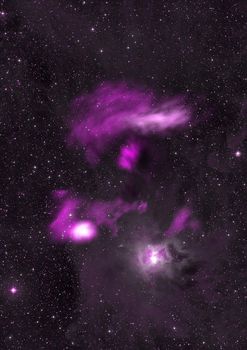 Far being shone nebula and star field against space. Elements of this image furnished by NASA . 3D rendering.