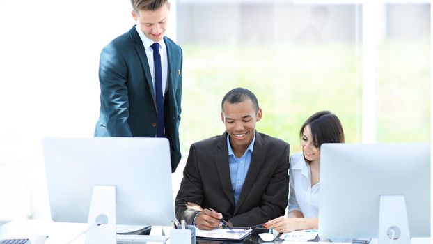 business team working with documents in a modern office.the concept of teamwork