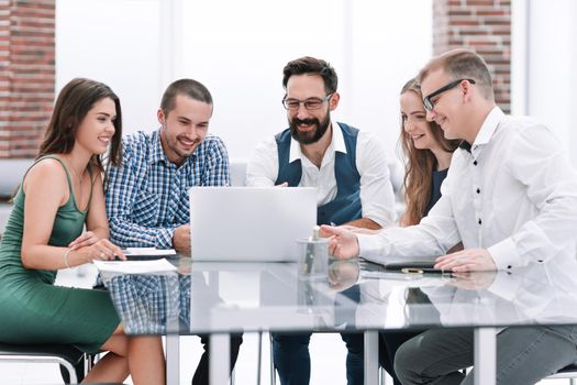 modern business team using a laptop in the workplace.people and technology