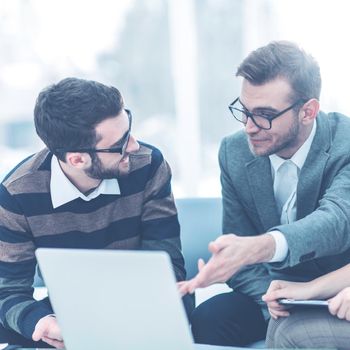 managers of the company and the client, discussing the terms of the new agreement.the photo has a empty space for your text.