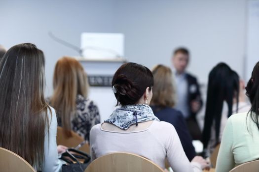 background image of a businessman speaking at a business seminar.photo with copy space