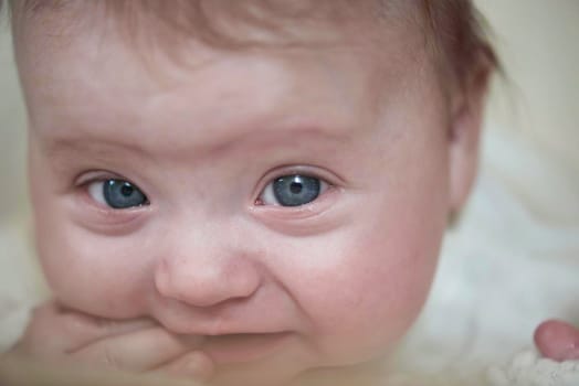 happy newborn little baby smilling  portrait