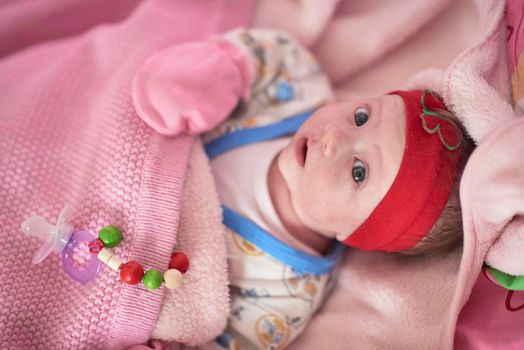 happy newborn little baby smilling  portrait