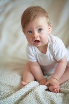 cute  little newborn baby smilling  at home