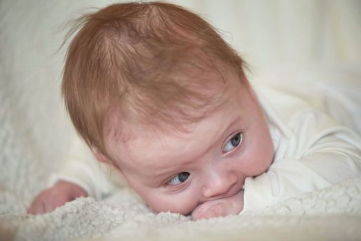 happy newborn little baby smilling  portrait