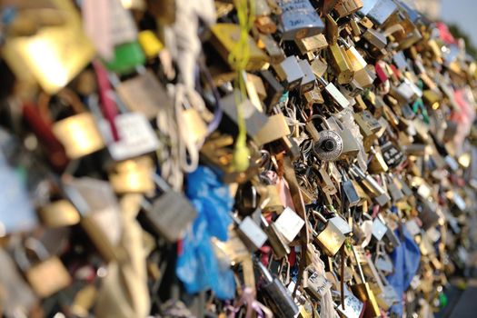 Love locks in Paris  representing secure friendship and romance