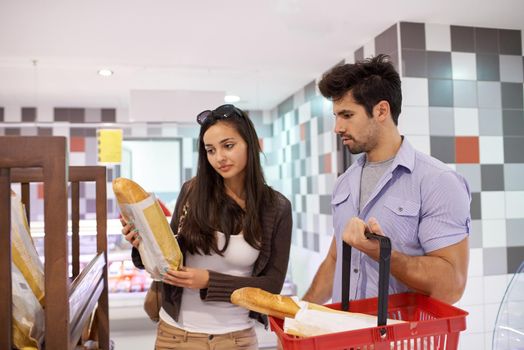 Young couple shopping in a supermarket