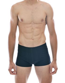 healthy fit young man people in underwear islated on white background in studio