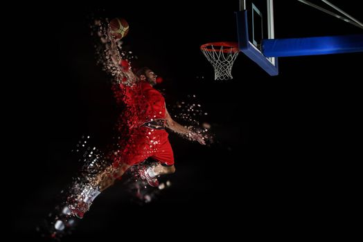 design of jumping basketball player in action