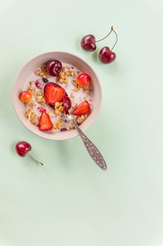 Muesli with fresh fruits and yogurt