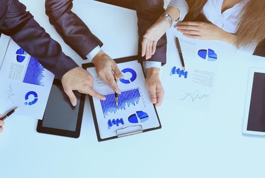 friendly business team having meeting in office