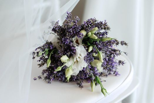 lavender elegant wedding bouquet of fresh natural flowers and greenery