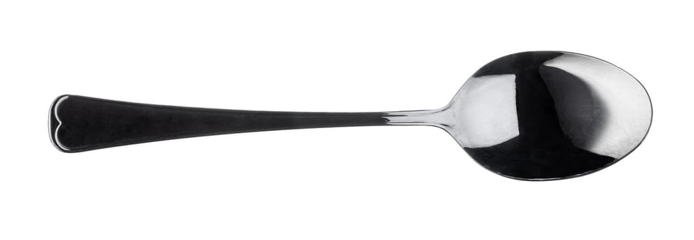 Plastic black spoon isolated on a white background close up