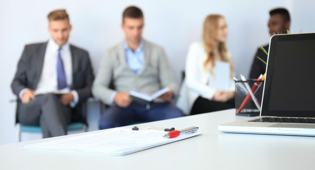 Stressful people waiting for job interview