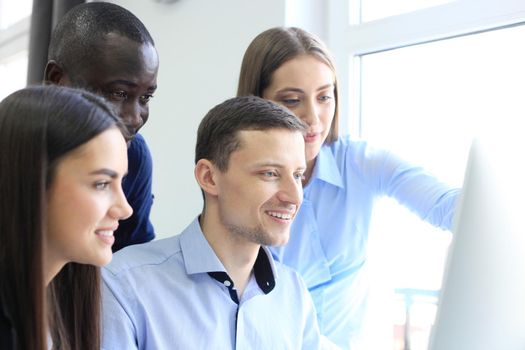 Business people working on new project at modern office
