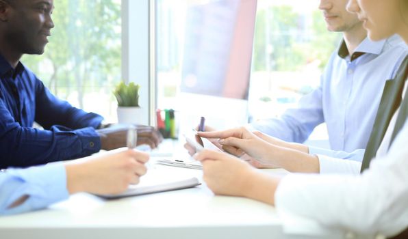Business adviser analyzing financial figures denoting the progress in the work of the company