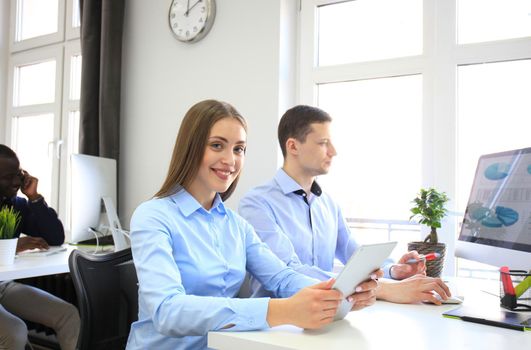 Business people working on new project at modern office