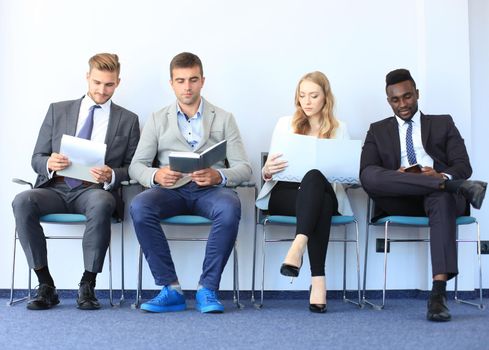 Stressful people waiting for job interview